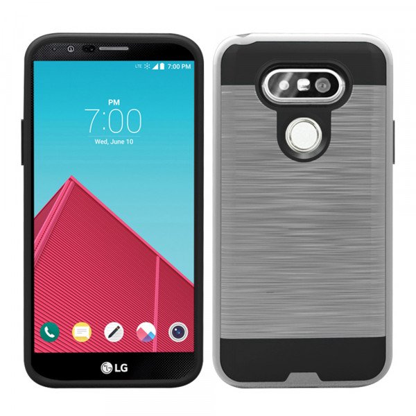 Wholesale LG G5 Iron Shield Hybrid Case (Silver)